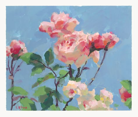 Lena Rivo, Gouache Sketchbook, Gouache Flowers, Carillons Diy, Painting Roses, Sketchbook Painting, Painting Demo, Oil Pastel Art, Gouache Art