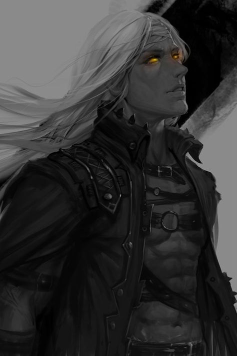 Shadar Kai Art, Shadar Kai Paladin, Drider Male Art, Fantasy Dress Elf, Dnd Shadar Kai, Drow Gunslinger, Shadar Kai Character Design, Shadar Kai Male, Drow Male Art