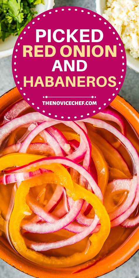 Pickled Habenaros, Mexican Spicy Pickled Red Onions, Pickling Habanero Peppers, Picked Onions Recipe, Pickled Habanero Peppers, Pickled Habaneros, Fermented Red Onions, Pickled White Onions, Picked Onions