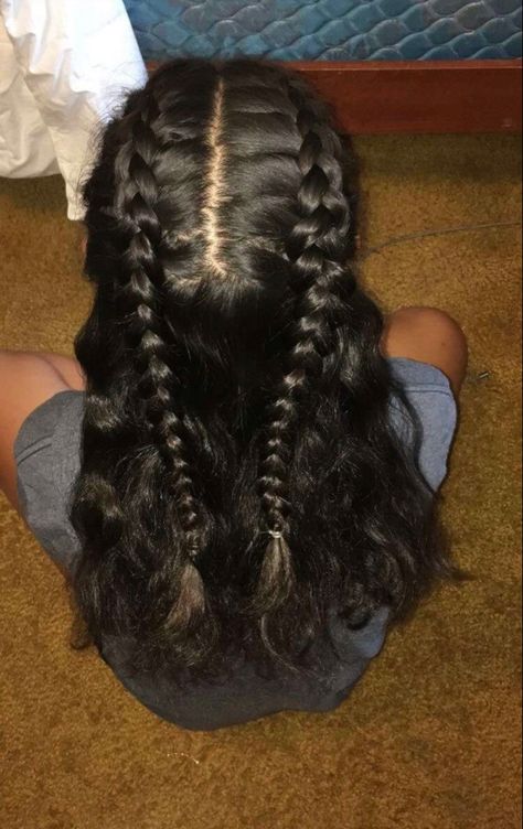 2 Plaits Hairstyles Half Up, French Braid Hair Down Half Up, Braided Hairstyles Down Half Up, Double Braid Hairstyles Half Up, Braids Into Hair Down, 2 Top Braids Half Up, Braids Hairstyles With Hair Down, Two French Plaits Half Up Half Down, Two Half French Braid Half Down