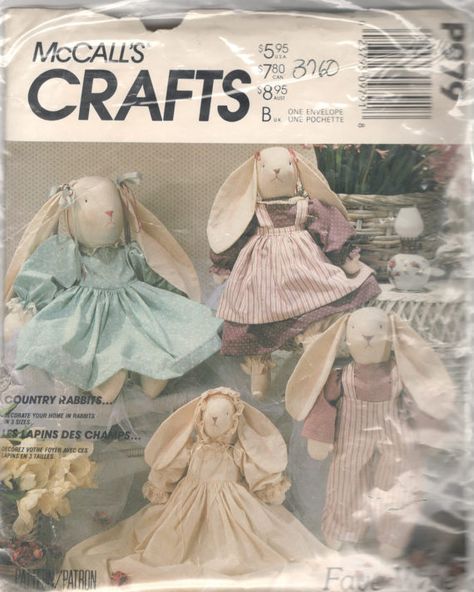 McCalls 3760 893 Designer Country Rabbit Doll and Doll Clothes Floppy Eared Bunny, Stuffed Bunny, Crafts Sewing Patterns, Rabbit Dolls, Bunny Outfit, Bunny Doll, Mccalls Sewing Patterns, Simplicity Sewing, Bunny Toys