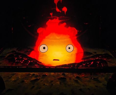 Calcifer Screencap, Calcifer Art, Howl Movie, Howl's Moving Castle Aesthetic, Howl's Moving Castle Calcifer, Howls Moving Castle Wallpaper, 하울의 움직이는 성, Castle Painting, Castle Aesthetic