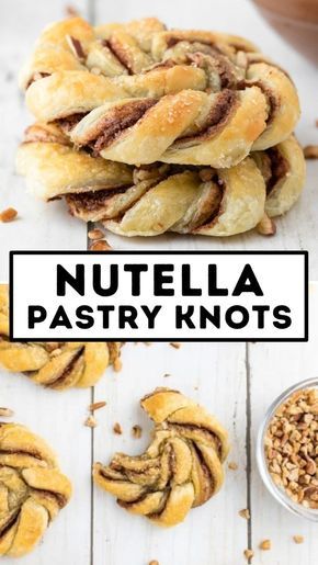 Nutella Knots are the perfect way to start your day. Puff pastry is filled with chocolate and hazelnuts formed into beautiful dough knots, then baked until golden brown in this easy pastry recipe! Dough Knots, Breakfast Puff Pastry, Sweet Puff Pastry Recipes, Sweet Puff Pastry, Easy Pastry, Nutella Puff Pastry, Easy Puff Pastry Recipe, Easy Pastry Recipes, Nutella Recipes Easy