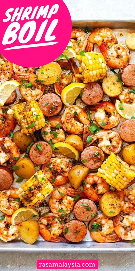 Sausage And Shrimp Recipes, Cajun Shrimp Boil Recipe, Easy Shrimp Boil, Cajun Butter Sauce, Easy Cajun Shrimp, Cajun Shrimp Boil, Seafood Broil, Shrimp Boil Recipe, Seafood Boil Recipes