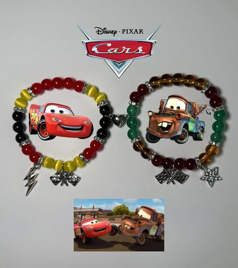 Lightning, McQueen and Tow-Mater matching bracelets available now! Link in bio!! 🚗💚🤎🧡❤️💛 “ • • • • • • #bracelets #lightning #braceletlover #braceletoftheday #jewelry #lightningmcqueen #explore #instagood #explorepage+ #viral #cars #carsmovie #cars1 #cars2 #cars3 #sallycarrera #towmater #mater #materandmcqueen #mcqueen #carsmoviedisney #disneymovie #disneyworld #cargram #carguys #cargirl #besties #friendshipbracelets #braceletgoals Lightning Mcqueen Gifts For Boyfriend, Lightning Mcqueen Bracelet, Friendship Keychains, Wicked Glinda, Mater Cars, Make Clay Beads, Tow Mater, Charm City, Bracelet Inspiration