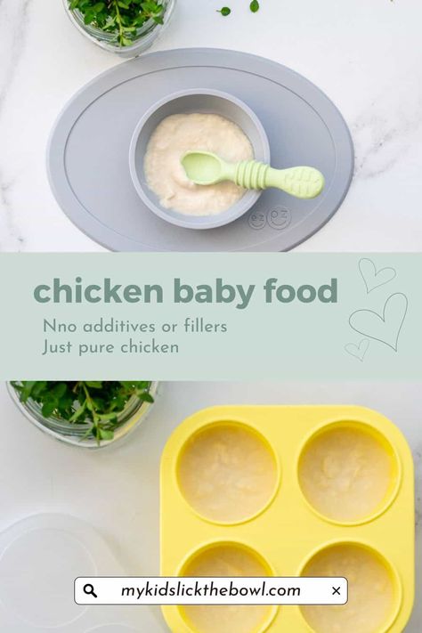 Pureed Chicken Baby Food, Chicken Baby Food Puree, Chicken Puree Recipes For Baby, Chicken Puree For Baby, Stage 1 Baby Puree Recipes, Baby Food Chicken, Apple Puree For Baby, Chicken Puree, Sweet Potato Baby Food