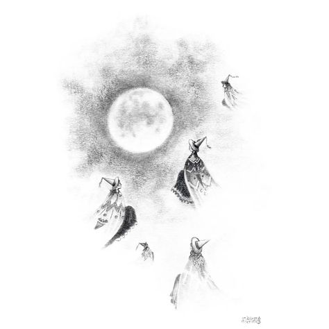 Witches going to the moon. Full moon night. 🌝. A drawing from the graphite sketchbook. Moon Pen Drawing, Full Moon Sketch, Full Moon Drawing, Moon Full, Full Moon Night, Moon Drawing, Moon Night, Pen Drawing, A Drawing