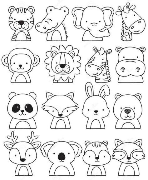 Animal Doodles Simple, Cute Animal Doodles, Drawing Activities For Kids, Draw Cute Animals, Doodle Animals, Animals Doodle, Kids Animals, Kids Doodles, Animal Doodles