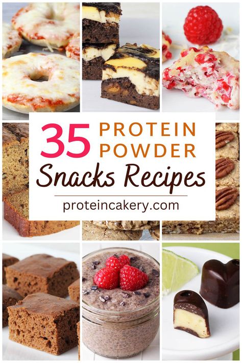 Easy protein powder snacks recipes to satisfy every craving! Includes vegan and whey protein recipes with keto and carb-friendly options. Healthy, high protein snacks that are quick and easy to make! Protein Powder Snacks, Recipes With Protein Powder, Recipes With Protein, Peanut Butter Protein Snacks, Easy Protein Snacks, Protein Snacks Recipes, Best Vegan Protein Powder, Protein Cupcakes, Chocolate Protein Balls