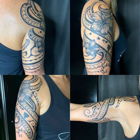 Hawaiian Bicep Tattoo, Polynesian Sleeve Tattoos Women, Polynesian Shoulder Tattoo For Women, Samoan Tattoo Women Arm, Hawaiian Sleeve Tattoo Women, Polynesian Tattoos Women Forearm, Samoan Tattoo Women, Islander Tattoos, Hawaiian Tattoos For Women