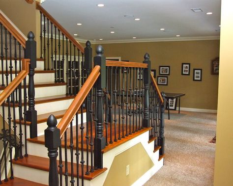 Basement Stair Lighting, Traditional Basement, Basement Stairs Remodel, Basement Staircase, Basement Stairs Ideas, Staircase Remodel, Basement Stairs, Basement Design Ideas, Diy Stairs