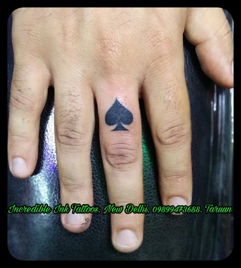 #Ace #Finger #Tattoo Ace Finger Tattoo #Call #whatsapp #09899473688 Ace Of Spades Finger Tattoo, Ace Finger Tattoo, Tattoo Main, Ace Tattoo, Wedding Band Ideas, Crown Tattoo Design, Finger Tats, Band Ideas, Crown Tattoo