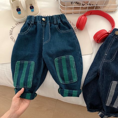 none Reign Outfits, Striped Trousers, Spring Denim, Casual Denim Pants, Boys Denim, Casual Joggers, Toddler Boy Outfits, Dresses Kids Girl, Boys Jeans