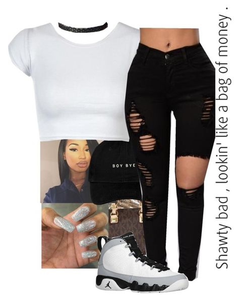 "Jordan 9✨" by bow-girl531 ❤ liked on Polyvore featuring RetrÃ² Jordan 9 Outfit Women, Jordan 9 Outfit, Retro Outfit, Ripped Jeans Outfit, Jordan 9 Retro, Boujee Outfits, Jordan 9, Jordan Outfits, Party Fits