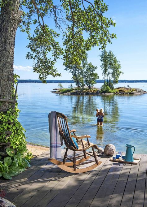 Finnish Lake House, Finnish Cottage, Finland Summer, Cottage Summer, Scandinavian Summer, Lakeside Living, Lake Living, Simple Summer, Summer Cottage