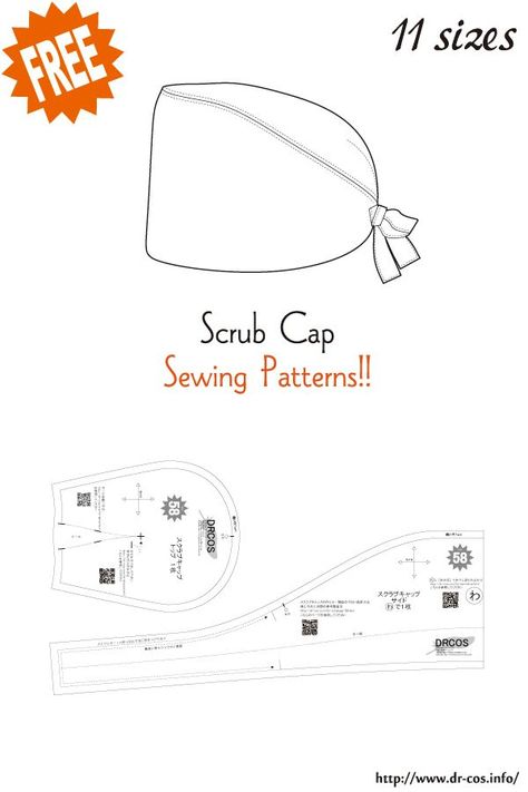 Make Scrub, Sewing Patterns Free Beginner, Scrubs Pattern, Scrub Hat Patterns, Scrub Caps Pattern, Sewing Hats, Japanese Sewing Patterns, Hat Patterns Free, Free Sewing Patterns