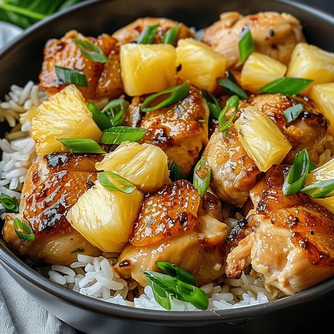 Pineapple Chicken and Rice is a sweet, savory one-pan dish made with tender chicken, juicy pineapple, and flavorful rice. Try it today! Pineapple Chicken And Rice Recipe, Spicy Pineapple Chicken, Pineapple Rice Recipes, Pineapple Chicken And Rice, Chicken And Pineapple, Chicken With Pineapple, Flavorful Rice, Chicken And Rice Recipe, Apple Chicken