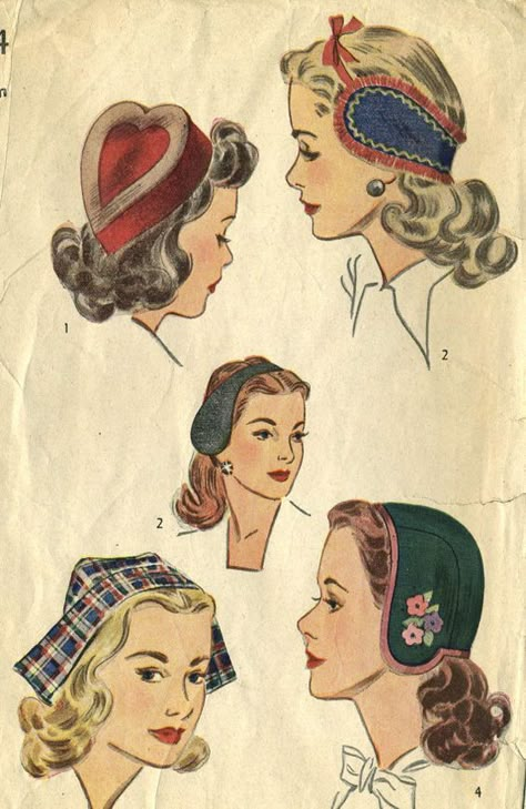 Motif Soutache, Vintage Clothes 1940s, 1940s Hats, Patron Vintage, Nurse Cap, Fashion Illustration Vintage, Cap Style, Vintage 40s, Women's Hats