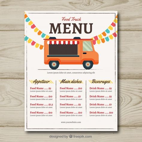 Simple and cool food truck menu | Premium Vector #Freepik #vector #food #menu #design #template Food Truck Template, Food Truck Menu Design, Food Truck Poster, Food Truck Menu Board, Food Truck Menu Pricing, Food Truck Menu, Truck Names, Printable Menu Template, Food Van