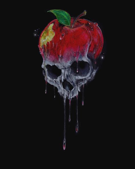 ‘White as snow, red as blood, black as ebony wood..’ - excerpt from The Brothers Grimm’s Little Snow-White • combining elements from the… Rotten Apple, Apple Tattoo, Rotten Fruit, Horror Make-up, Trippy Drawings, Brothers Grimm, Apple Prints, Ebony Wood, Dark Beauty