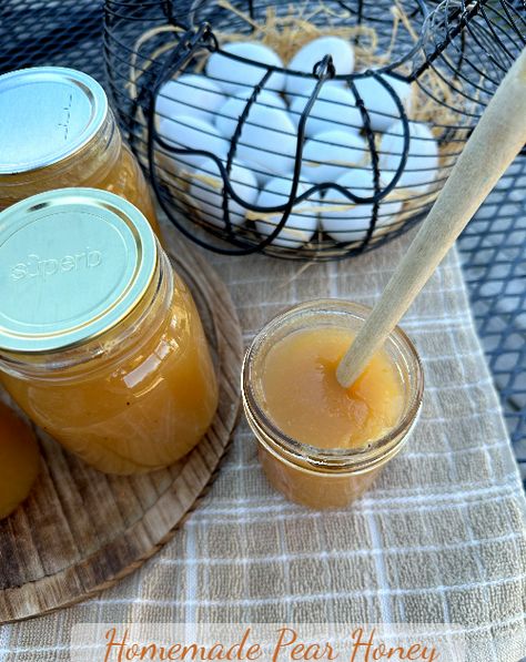 Pear Honey Recipe, Pear Honey, Yogurt Pops, Freezing Apples, Pear Jam, Pudding Pop, Apple Peeler, Life In The City, Texas Food