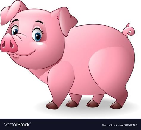 Pig Vector Illustration, Pig Cartoon Drawing, Cartoon Drawing Images, Hamster Cartoon, Inkscape Tutorials, Baby Animal Drawings, Animal Flashcards, School Wall Art, Animal Stencil