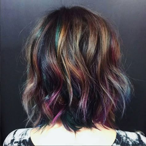 Oil Slick Hair Color, Oil Slick Hair, Slick Hair, Rock Your Hair, Underlights Hair, Color Tips, Latest Hair Color, Rainbow Hair Color, Latest Hair