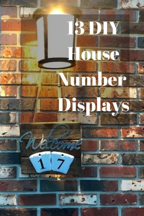 Give your house number sign some character with these 13 diy inspirations. #diy #housenumbers diy | diy home decor | house signs | house numbers | numbers | signs | diy home decor | Address On Front Door, Diy Outdoor Address Sign Ideas, House Numbers On Brick Home, Diy Address Sign For Yard, Front House Number Ideas, Diy House Number Sign Front Porches, Diy House Number Sign For Yard, Unique House Numbers Diy, Porch Number Sign