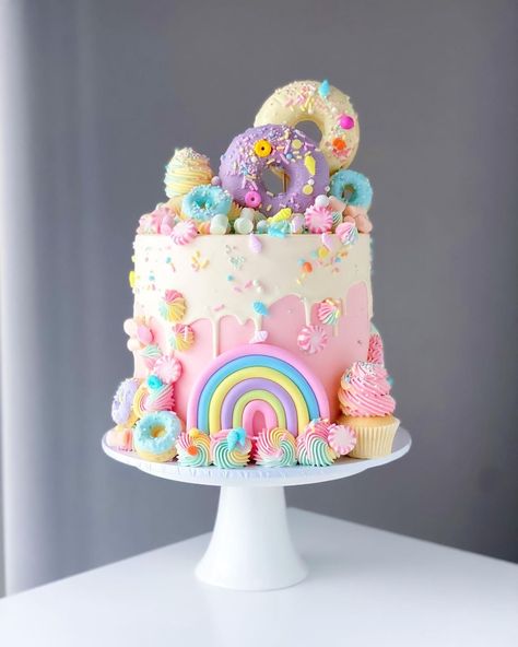 Cake Me Crazy®️ on Instagram: “Candy land 🍭🍬🍩 This style is far too much fun to create, so please order more 🤣 that drip just topped it off. I used @loyalbakeware…” Candy Theme Cake, Donut Birthday Cake, Sweet Birthday Cake, Candyland Cake, Candy Birthday Cakes, Candy Land Birthday Party, Rainbow Birthday Cake, Candy Birthday Party, Candyland Birthday