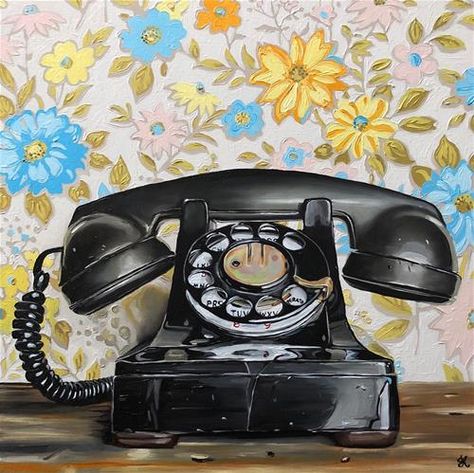 Oil Painting Inspiration, Vintage Phone, Daily Painters, Antique Fairs, Gallery Website, Vintage Phones, Daily Painting, Watercolor Bird, Telephones