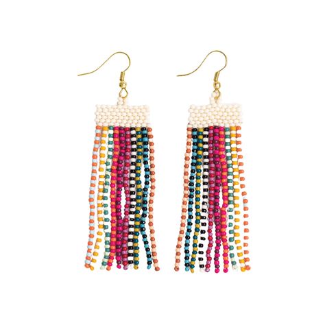 PRICES MAY VARY. Colorful Beaded Earrings: Handcrafted with a dynamic blend of vibrant seed beads, these earrings capture the essence of boho style. The flowing design adds movement and vibrancy to your look, perfect for making a bold fashion statement. Versatile Boho Earrings: Perfect for various occasions, from music festivals & beach weddings to everyday looks. These western-inspired statement earrings add a touch of charm to any outfit, perfect for those who love to embrace a bold aesthetic Handmade Bead Earrings, Beadwork Patterns Free Seed Bead Tutorials, Straw Earrings, Holiday Party Accessories, Bold Aesthetic, Bead Fringe, Beaded Jewlery, Holiday Earrings, Bead Weaving Patterns