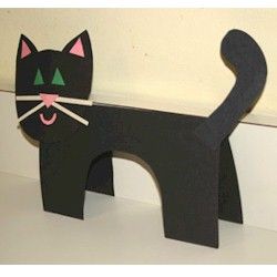 Standup Cat for Dewey Day. Making it orange and the kids can glue it together and put the stripes on.  Preschool, kindergarten, 1st. Paper Cat Craft, Cat Crafts Preschool, Cats Crafts, Cat Construction, Construction Paper Crafts, Chat Halloween, Halloween Preschool, Cat Crafts, Paper Crafts For Kids