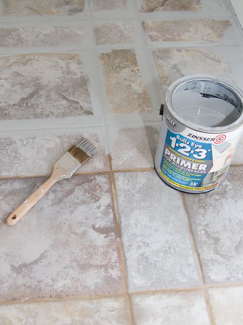 Complete Guide To Painting Tile - Painting Tile Bathroom, Painting Ceramic Tile Floor, Painting Ceramic Tile, Bathroom Tile Diy, Ceramic Tile Floor, Painting Bathroom Tiles, Tile Diy, Best Inventions Ever, Painting Tile Floors