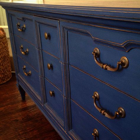 Napoleonic Blue, Blue Dresser, Chalk Paint Projects, Paris Grey, Blue Furniture, Furniture Rehab, Chalk Paint Furniture, Furniture Finishes, Annie Sloan Chalk Paint