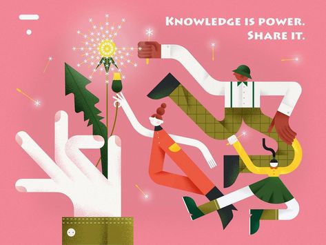 Knowledge Illustration, Pamplet Design, Sharing Knowledge, Illustrator Drawing, Learning Design, Knowledge Is Power, Illustrations And Posters, Illustration Artists, Creative Professional