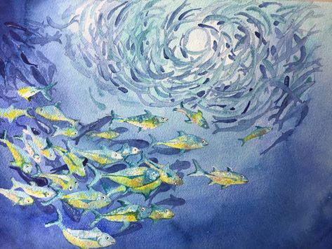 Shoal Of Fish, Fish Drawing, Fish Drawings, Fish, Drawings, Art