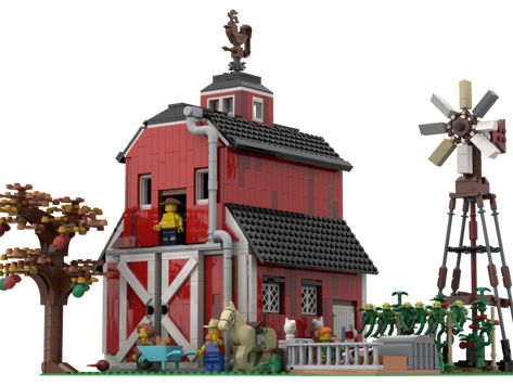 Lego Farm Ideas, Lego Mural, Lego Farm, Lego Zoo, Lego Room Ideas, Lego Hobby, City Houses, Lego City Sets, Lego Building Instructions