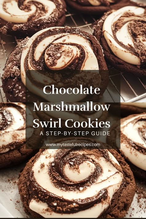 Sink your teeth into these soft and chewy Chocolate Marshmallow Swirl Cookies! Perfectly rich and filled with fluffy marshmallow goodness, these cookies are ideal for any occasion—or no occasion at all! 🍪❤️ #CookieLove #SweetTreats Chocolate Marshmallow Cookies, Swirl Cookies, Marshmallow Cookies, Baked Dessert, Chocolate Marshmallow, Chocolate Marshmallows, C Is For Cookie, Baked Dessert Recipes, Cookie Exchange