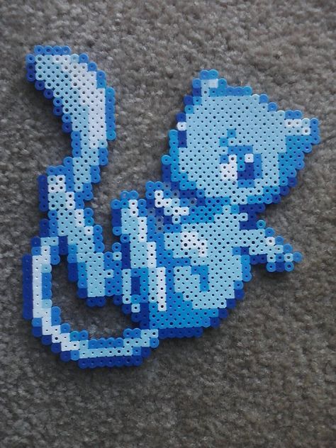 Shiny Mew Perler beads Pokemon Shiny Pokemon Perler Beads, Godzilla Perler Bead Pattern, Mew Perler, Perler Bead Cute, Pokémon Perler Beads, Perler Beads Pokemon, Pokemon Perler Bead Patterns, Shiny Mew, Perler Bead Pokemon Patterns