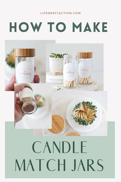 If you have trouble finding your matches, skip the clutter and the search by learning how to make match jars! Diy Matches Jar, Diy Match Holder, Candle Jar Decorating Ideas, Matches Aesthetic, Decorative Matches, Sage Recipes, Diy Candles Easy, Empty Candle Jars, Match Jar