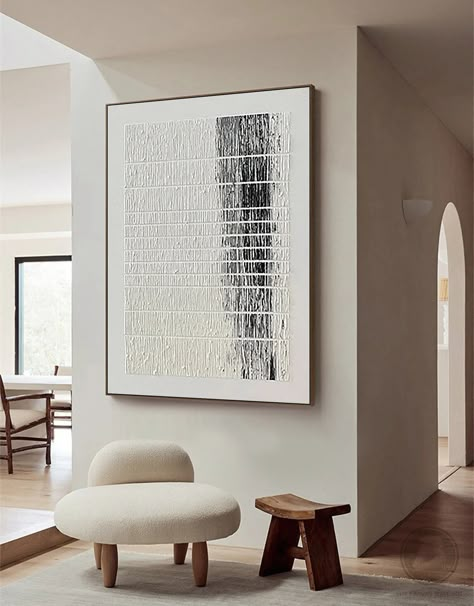 "White Textured Canvas Painting 3d Black White Minimalist Abstract Wall Art Large Modern Wabi Sabi Wall Decor Black White Abstract Painting ▷ About installing the picture frame service. In order for more customers to buy works that can be hung up after receiving them, we have cooperated with three local frame shops to provide high-quality frame services. Unstretched: it does not contain wood frame and decorative picture frame, and the canvas is rolled up for transportation. After receiving the p 5 Piece Wall Art, Black And White Abstract Wall Art, White Minimalist Painting, Painting Black And White, Black And White Textured Art, Wall Installation Art, Wall Picture, Abstract Minimalist Painting, Textured Canvas