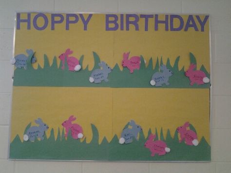 Bunny Birthday Board Class Birthday Display, Birthday Board Classroom, Birthday Boards, Classroom Boards, Class Birthdays, Birthday Bulletin Boards, Birthday Bulletin, Toddler Class, Birthday Display