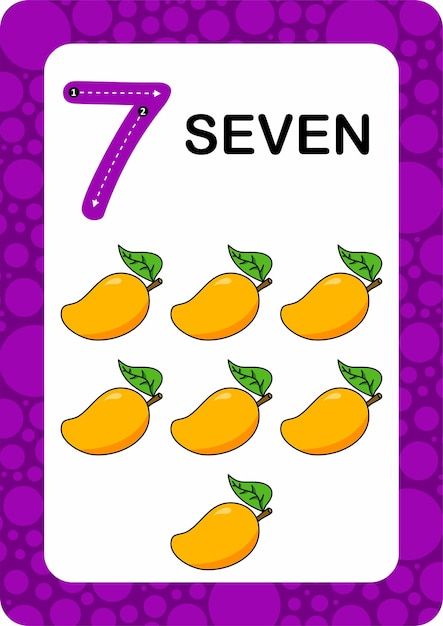 Number Preschool, Teaching Numbers Preschool Printables, Kids Flash Cards, Number Names, Numbers Flashcards, Numbers For Preschool, Number Flashcards Printable Free 1-20, Number Seven, Numbers 1-10