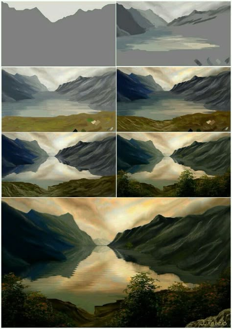 Digital Art Software, Digital Painting Techniques, Concept Art Tutorial, Digital Art Beginner, Landscape Paintings Acrylic, Digital Painting Tutorials, Landscape Drawings, 판타지 아트, Environment Concept Art