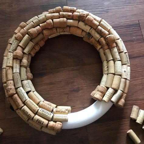 How to make a wine cork wreath. – The Bitter Lemon Cork Wreath Ideas, How To Make A Wine Cork Wreath, Cork Wreaths How To Make A, Wine Cork Wreath Diy, Wine Cork Wreaths, Wine Cork Magnets, Wine Cork Wreaths Diy How To Make, Cork Wreath Christmas, Wine Cork Centerpiece