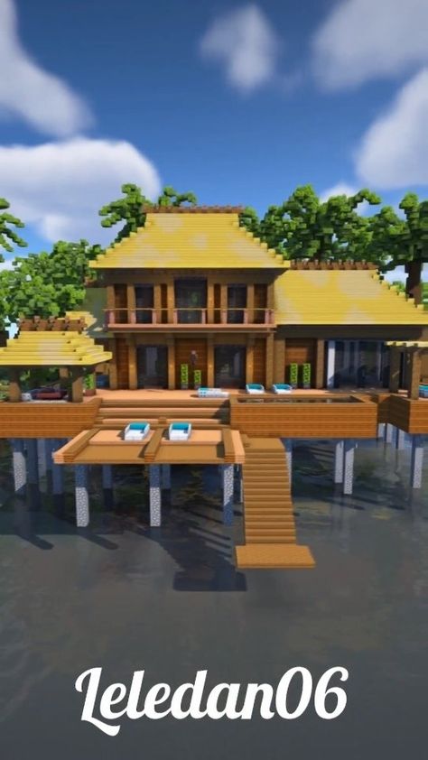 "Maldive's House" I wanted to make something in Tropical style so i decided to build a Maldive's house. I took a lot of inspiration from… | Instagram Minecraft Tropical House, Tropical House, Tropical Style, Have A Good Day, Maldives, I Decided, Minecraft, Villa, Take That