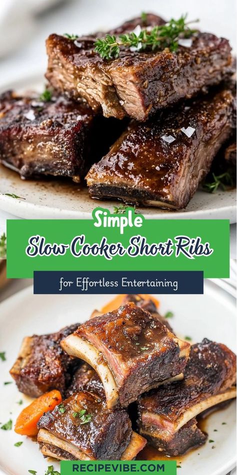 Discover an easy Slow Cooker Short Ribs Recipe that transforms tough meat into tender, flavorful goodness. Perfect for dinner, this recipe requires minimal prep and delivers a comforting meal your family will love. Slow Cooker Short Ribs Recipe, Ribs Slow Cooker, Slow Cooker Short Ribs, Short Ribs Slow Cooker, Slow Cooker Dinner Recipes, Slow Cooker Ribs, Short Ribs Recipe, Short Rib, Ribs Recipe