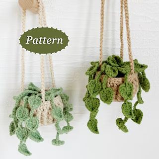 LilysLyric - Etsy Plant Crochet Pattern, Hanging Basket Crochet, Plant Crochet, Crochet Succulent, Crochet Plant Hanger, Basket Crochet, Hanging Diy, Back Post Double Crochet, Confection Au Crochet