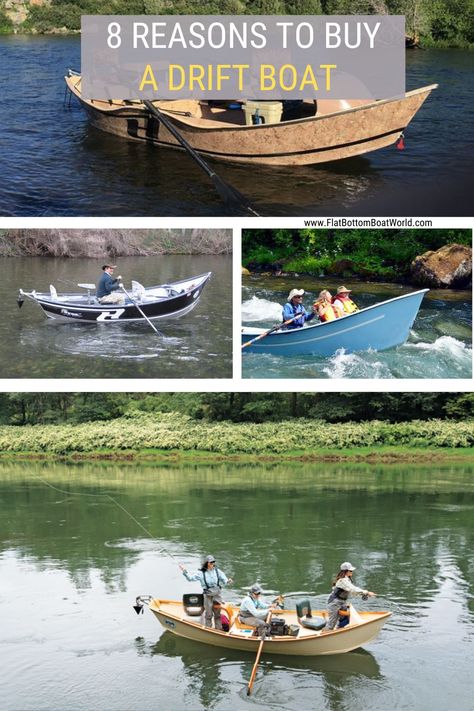 Drift boats are amazingly versatile river runners that can take on the type of challenge only a whitewater kayak or raft could normally handle. #driftboat #riverruinning #whitewater #outdoors #boat #boating Dory Boat, Kayak Plans, Shallow Water Boats, Drift Boat, Flat Bottom Boats, Boat Restoration, Of Challenge, Building Painting, Boat Ideas