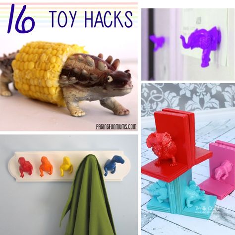 over a dozen ways you can repurpose toys that your kids love. Great ideas for decorating kids rooms Upcycle Toys, Recycled Toys, Ways To Recycle, Dinosaur Decor, Toy Rooms, Dinosaur Toys, Old Toys, Kids Activities, Diy Toys